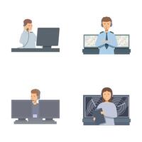 Tech support employee at various stages of frustration vector