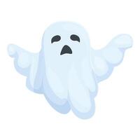 Funny ghost floating and saying boo for halloween party invitation card vector