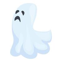 Sad blue ghost floating with black eyes and mouth open vector