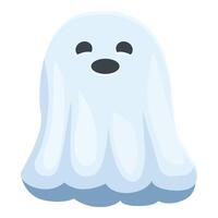 Cute ghost character floating and saying boo for halloween celebration design element vector