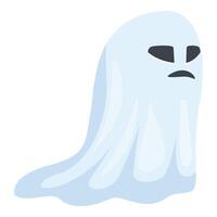 Sad blue ghost floating with neutral expression halloween character vector
