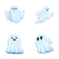 Collection of cute and playful cartoon ghosts in four variations, isolated on a white background vector