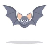 Cartoon bat flying with spread wings and showing fangs vector