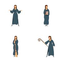 Set of four different fantasy character illustrations vector