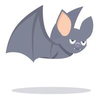 Cartoon bat flying with spread wings and showing its fangs vector