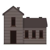 Two story wooden house with chimney and five windows is being constructed vector