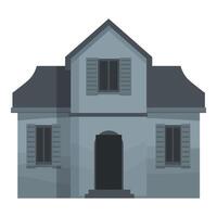 Grey facade of stone house with shutters on windows and doorway vector