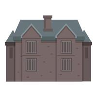 Large brick house with grey roof and many windows is being constructed vector
