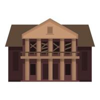 Abandoned neoclassical building with boarded up windows and doors vector
