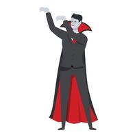 Elegant vampire businessman with red cape is posing vector