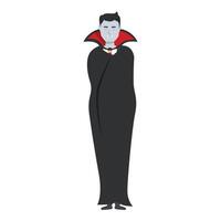 Vampire count wearing black cloak standing upright vector