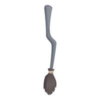 Old witch broom is standing, its handle slightly bent vector