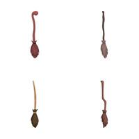 Set of cartoon witch broomsticks vector