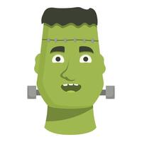 Friendly cartoon frankenstein monster smiling with scars and bolts vector