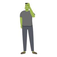 Pensive frankenstein's monster character scratching head in thought vector
