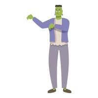 Green cartoon monster character showing something with his hands vector