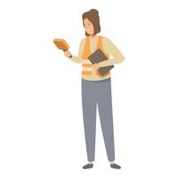 Warehouse worker is scanning a package while holding a clipboard vector