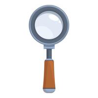 Classic magnifying glass with wooden handle for searching and discovering vector
