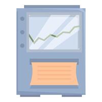 Atm machine printing receipt showing growing chart for successful financial transaction vector