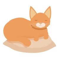 Cute ginger cat sleeping peacefully on a soft pillow vector