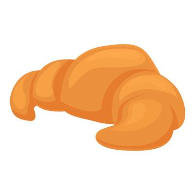 Delicious golden brown croissant lying on its side