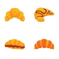 Collection of four different styled croissant illustrations, perfect for bakery themes vector