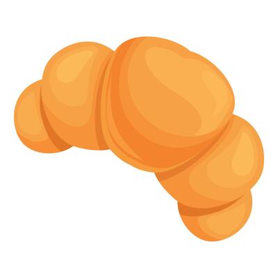 Golden brown croissant is lying on its side