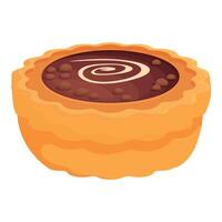 Delicious chocolate pie with cream filling resting on white background vector