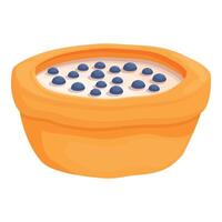 Ceramic bowl filled with yogurt and topped with ripe blueberries for a healthy breakfast vector