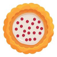 Round tart with cream and cherries is waiting to be eaten vector