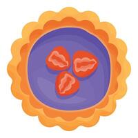 Freshly baked strawberry pie with three slices of strawberry on top vector