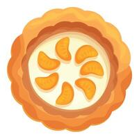Round tangerine tart with cream filling on white background vector