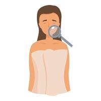 Dermatologist examining patient skin with magnifying glass vector