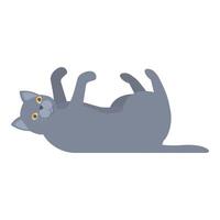 Playful grey tabby cat lying on its back vector