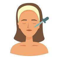 Woman applying serum on face for skincare routine vector