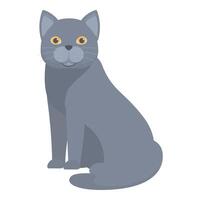 Grey cat sitting and looking forward illustration vector