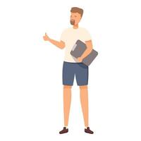 Personal trainer holding clipboard showing thumb up gesture vector
