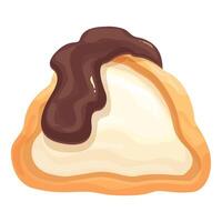 Delicious round cookie covered with white glaze and flowing chocolate topping vector