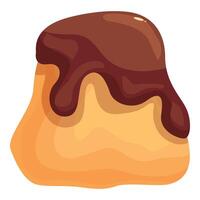 Delicious pudding dessert with chocolate syrup dripping on it vector