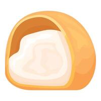 Soft cheese wheel with a cut showing the creamy texture vector