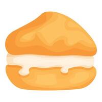 Round pastry filled with cream cheese dripping on a white background vector