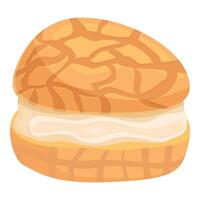 Round pastry with a cream cheese filling being served as a sweet treat vector