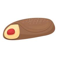 Delicious chocolate covered pastry filled with cream and strawberry jam vector