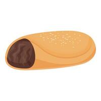 Delicious chocolate filled pastry roll lying on its side vector