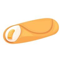 Delicious crunchy wafer roll filled with delicate cream and caramel sauce vector