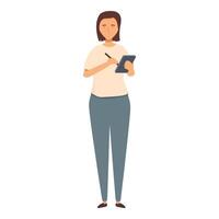 Woman using digital tablet and stylus pen for work vector