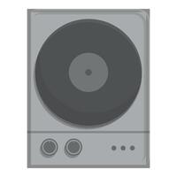 Gray speaker playing vinyl record with buttons and knobs vector