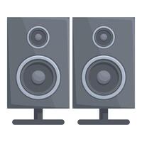 Pair of powerful audio speakers standing on a stand vector