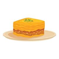Delicious baklava piece lying on plate covered with pistachios vector
