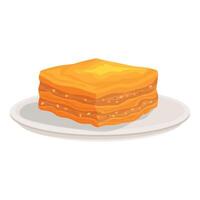 Delicious baklava resting on a plate with filling oozing out vector